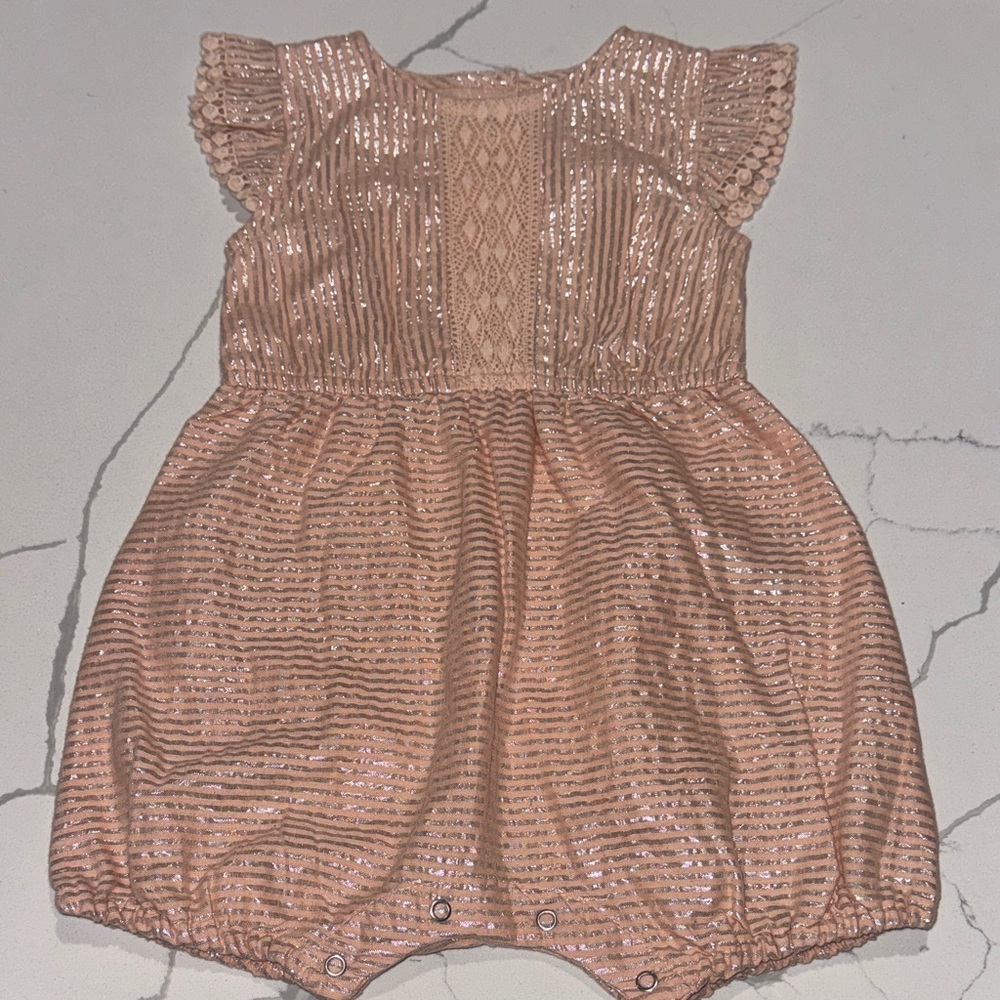 Peek Toddler Girls Peach Silver Romper 18-24M